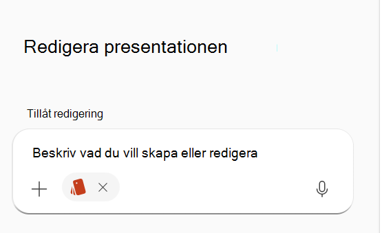 Skärmbild som visar ett valt märkeskit i Copilot-prompten.