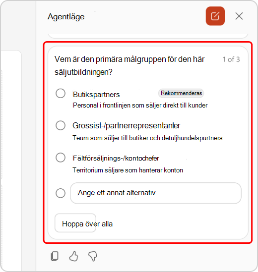 Klargöra frågor i chatten i agentläge