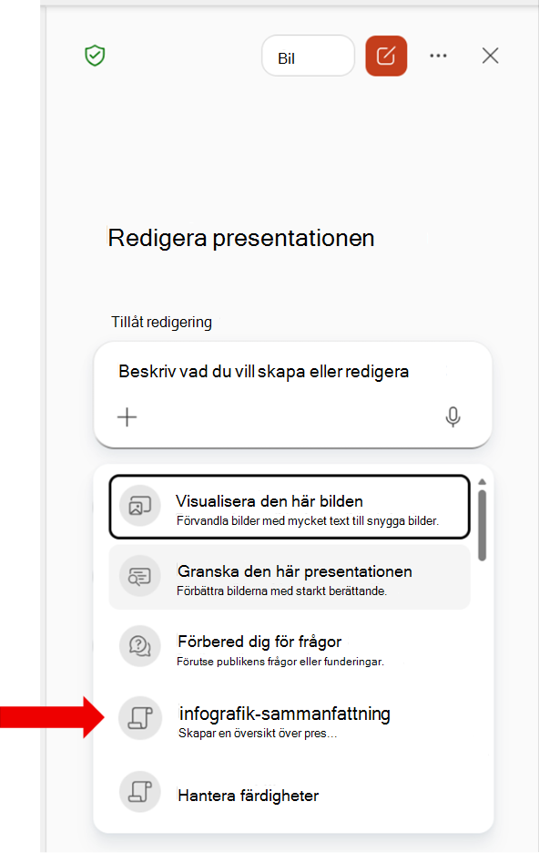 Skärmbild som visar en anpassad organisationsfärdighet i listan Välj färdigheter.