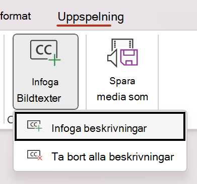 Infoga bildtexter i en video i PowerPoint.