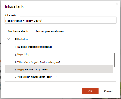 Dialogrutan Infoga hyperlänk