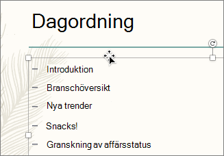 Markera textrutan för de punkter du vill animera.