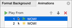 Ange animeringsalternativ i egenskapsfönstret