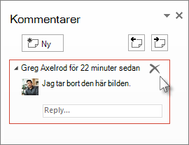 Ta bort en kommentar