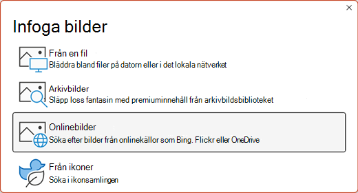 Dialogrutan Infoga bilder.