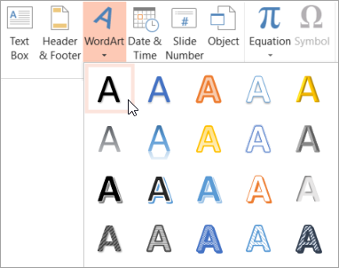 Välja ett WordArt-format på fliken Infoga