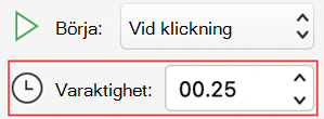 menyn PowerPoint för Mac animeringsvaraktighet