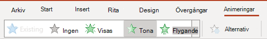 Animeringsfönstret i PowerPoint för webben.