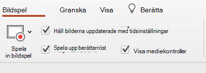 Fliken Bildspel i menyfliksområdet med Håll bilderna uppdaterade markerade.
