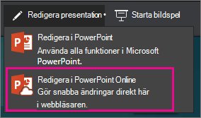 Redigera i PowerPoint Online