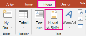 visar knappen Infoga > sidhuvud i PowerPoint
