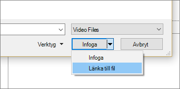 Visar dialogrutan Infoga video i PowerPoint
