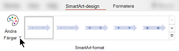 På fliken SmartArt-design använder du Ändra färger för att välja en annan färg för grafiken.
