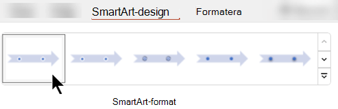 På fliken SmartArt-design kan du använda SmartArt-format för att välja en figur, färg och effekter för grafiken.