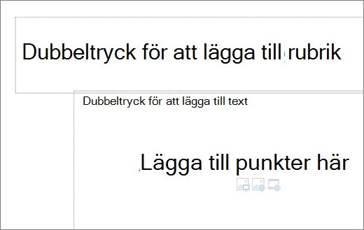 Bild av tom rubrikruta och tom textruta för att visa var punkter fungerar.