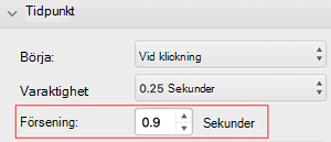 PowerPoint för Mac fördröjning av tidsmenyn