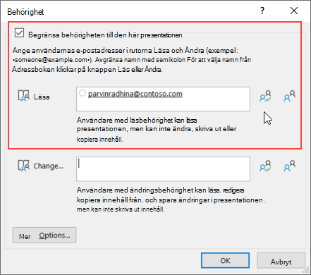 Ange åtkomst för användare