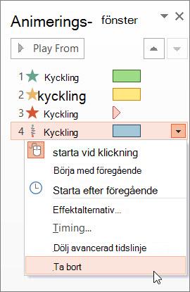 Ta bort en animeringseffekt