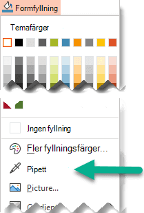 Pipetten finns på menyn Figurfyllning.