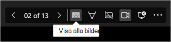 Skärmbild som visar ikonen för rutnätsvyn längst ned på skärmen.