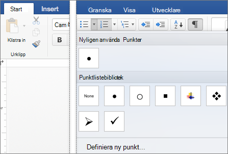 Fliken Start med galleriet Punkter visas.