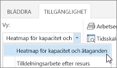 Välj heatmap för kapacitet och åtaganden i listan Vy