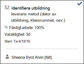 Uppgiftskort med anpassning.