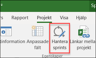 Knappen Hantera sprints