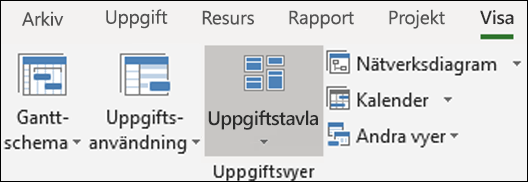 Uppgiftstavla i menyfliksområdet Visa