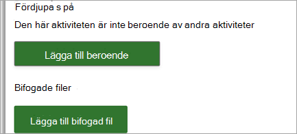Bifoga länkar och filer till dina projektuppgifter
