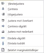 Alternativ för objektjustering Publisher 2010