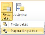 placera objekt längst bak