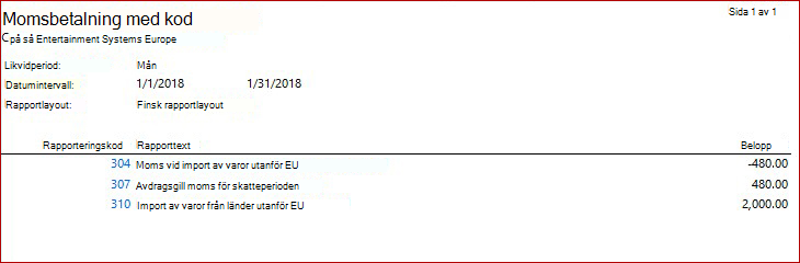 KB4072642 – Momsbetalning efter kod Finsk rapportlayout