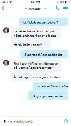 Skype för företag för iOS-samtalsskärmen