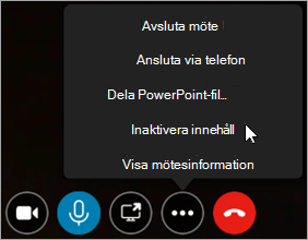 Exempel på hur du inaktiverar eller aktiverar mötesinnehåll