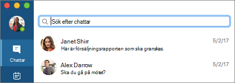 Sök efter kontakter från fliken Chattar