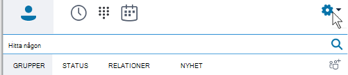 Alternativ på huvudmenyn i Skype för företag