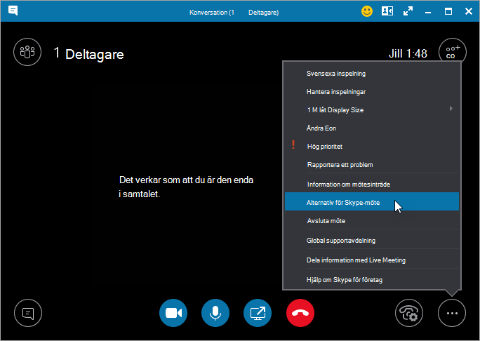 Fler dialogrutor där Mötesalternativ är markerade