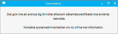 Felmeddelande om att principen inte kunde hittas