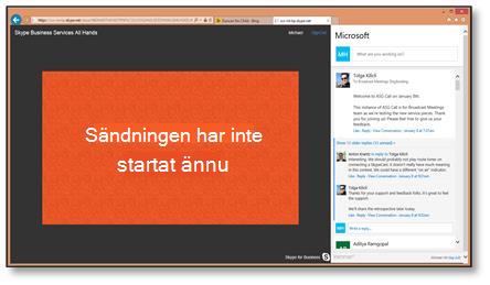 Sidan Anslut till SkypeCast-händelsen