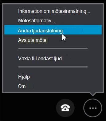 Klicka på Ändra ljudanslutning