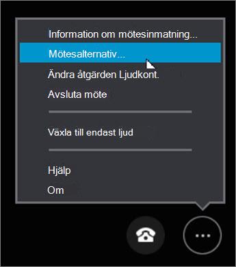 Klicka på Fler alternativ > , Mötesalternativ...