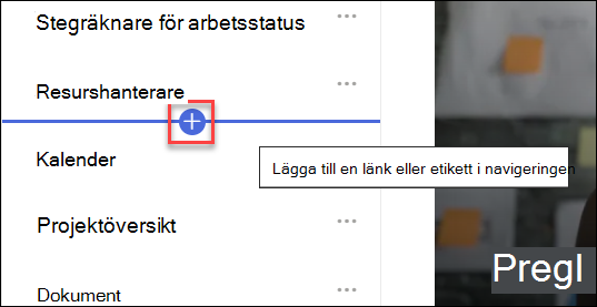skärmbild av Lägg till en ny länk i navigeringen