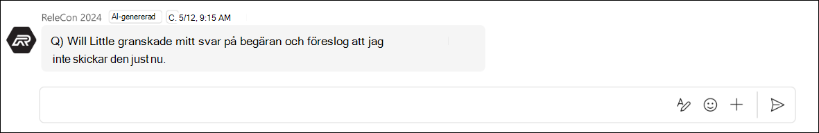 skärmbild av det går inte att skicka svaret