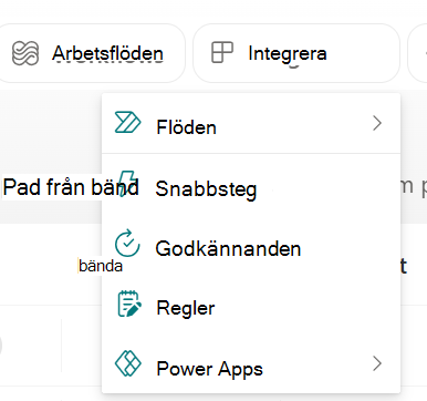 Skärmbild som visar listrutemenyn med alternativet Konfigurera godkännanden.