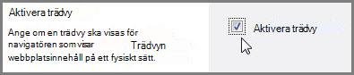 Sidan för inställningar av trädvyn i SharePoint med kryssrutan Aktivera trädvy och knappen OK för att visa eller dölja trädvyn
