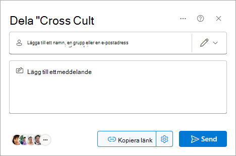 Dialogrutan Dela i SharePoint.