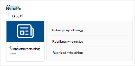 Förhandsgranskning av webbdelen Nyheter.