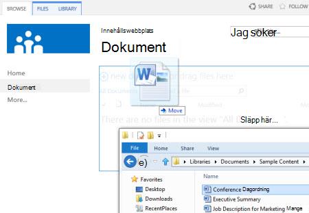 Dra filer till ett bibliotek