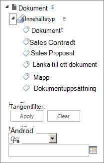 Du kan konfigurera metadatanavigering för en trädkontroll i den vänstra panelen